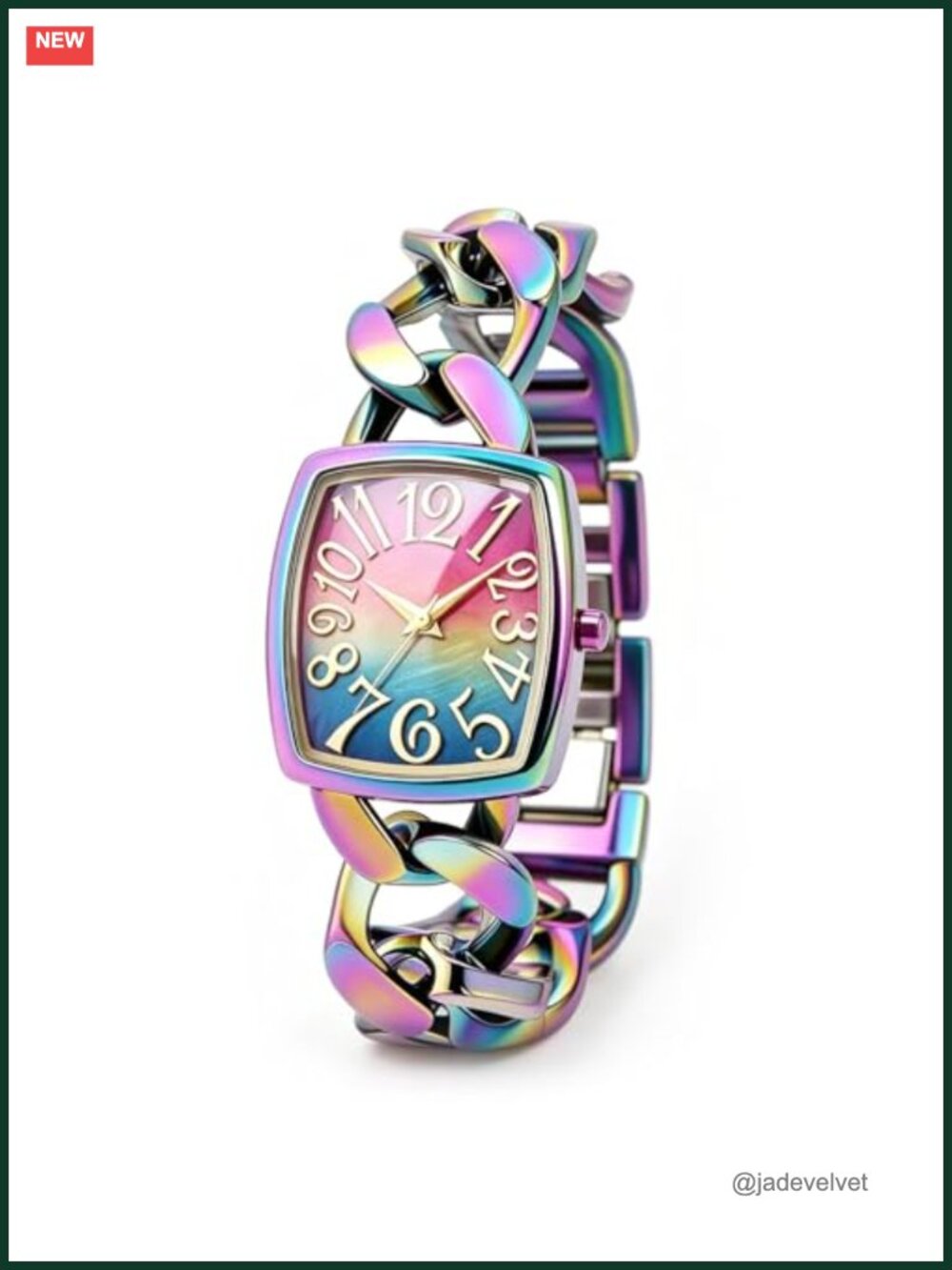 Women's Analog Watch Rainbow Dial Metal Chain Bracelet Small Wrist